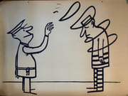 Dessin original au feutre, grand format (gendarme & prisonnier) par PIEM - Image 1