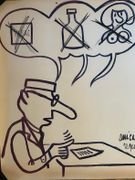 Dessin original au feutre (chez le médecin : pas de tabac, d'alcool, de femme), grand format, avec envoi autographe signé "respectueux et amical souvenir PIEM" par PIEM - Image 2