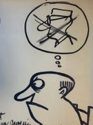 Dessin original au feutre (chez le médecin : pas de tabac, d'alcool, de femme), grand format, avec envoi autographe signé "respectueux et amical souvenir PIEM" par PIEM - Image 3