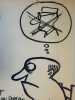 Dessin original au feutre (chez le médecin : pas de tabac, d'alcool, de femme), grand format, avec envoi autographe signé "respectueux et amical ...