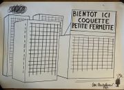 Dessin original au feutre "Bientôt ici coquette petite fermette" grand format, avec envoi autographe signé "bien amicalement PIEM" par PIEM - Image 1