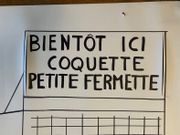Dessin original au feutre "Bientôt ici coquette petite fermette" grand format, avec envoi autographe signé "bien amicalement PIEM" par PIEM - Image 2