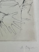 Eau-forte originale LA RENCONTRE, numérotée 4/100 et signée au crayon. Sous verre.  par André BEGUIN (1927 - 2021) - Image 4