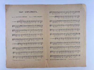 (Chanson) Tout simplement. Romance. Chansons de Maurice Boukay. Musique de Paul Delmet. Illustration de couverture par Adolphe Willette.