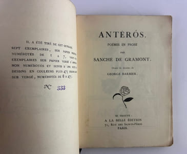 Antéros - Poèmes en prose. Orrnés de dessins de Georges Barbier.