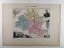 Carte historiée en couleurs du département de l'ARIEGE. Extraite de l'Atlas - La France et ses colonies - par Vuillemin, d'après les cartes de ...