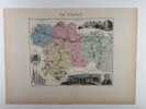 Carte historiée en couleurs du département de l'AUDE. Extraite de l'Atlas - La France et ses colonies - par Vuillemin, d'après les cartes de Cassini, ...