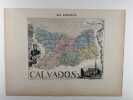Carte historiée en couleurs du département du CALVADOS. Extraite de l'Atlas - La France et ses colonies - par Vuillemin, d'après les cartes de ...