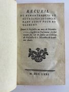 Recueil de remontrances et autres pièces concernant l'Edit pour réglement. Donné à Versailles au mois de Décembre 1770, registré au Parlement, le Roi tenant son Lit de justice au Château de Versailles le 7 décembre de la même Année.  par (REFORME MAUPEOU) - Image 2