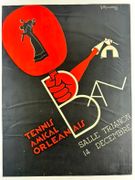 (TENNIS) Affiche ou projet d'affiche pour le Bal du Tennis Club de l'Amical Orléanais, le 14 décembre 1935 à la Salle Trianon par Guy MARCIREAU - Image 1