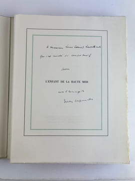 L'enfant de la haute mer. ENVOI DE L'AUTEUR. Illustré de 27 lithographies originales de Pierre Roy. Tirage de tête. Un des 36 ex. sur vélin d'Arches. ...