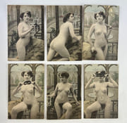(Erotisme)  Série ancienne de 6 cartes érotiques colorisées. Début XXe. par  - Image 1