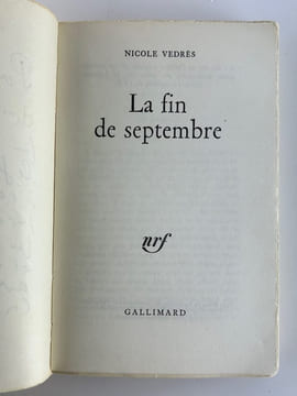 La fin de septembre. ENVOI de l'auteur.. Nicole VEDRES