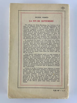 La fin de septembre. ENVOI de l'auteur.. Nicole VEDRES