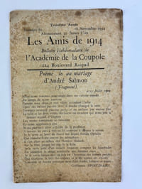 "Les Amis de 1914". Bulletin hebdomadaire de l'Académie de la Coupole. N° 60 (3e année). 16 novembre 1934