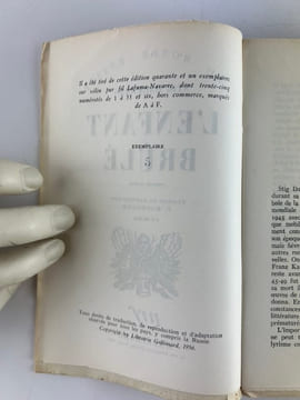 L'enfant brûlé. Tirage de tête. Un des 41 exemplaires sur vélin Lafuma Navarre. Seul grand papier.. Stig DAGERMAN. Traduit du suédois par F. Backlund. ...