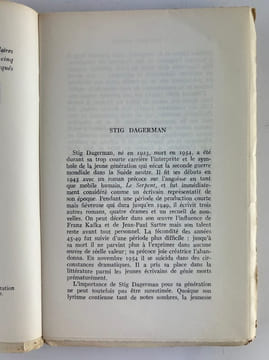 L'enfant brûlé. Tirage de tête. Un des 41 exemplaires sur vélin Lafuma Navarre. Seul grand papier.. Stig DAGERMAN. Traduit du suédois par F. Backlund. ...