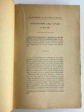 (FOUS LITTERAIRES) Etablissement du Seigneur en France. St-Dictamen. Reçu (clauso ostio) 800 pages, de 1789 à 82. Division de l'ouvrage : 1 Religion ...