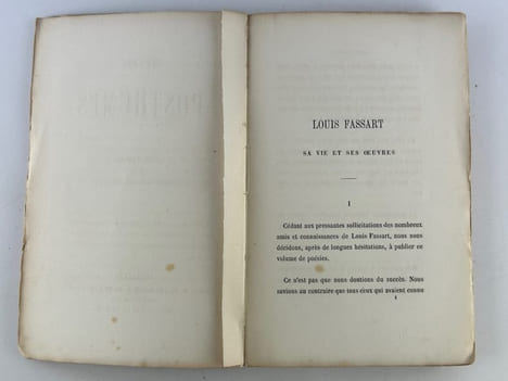 Oeuvres posthumes (poésies). Louis FASSART, de Spa. (1842-1862). Présentation par Corneille Devaux.