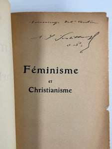Féminisme et Christianisme. 6e édition. Hommage de l'auteur.