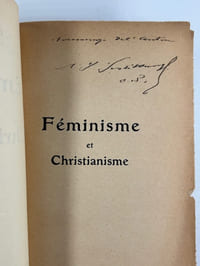 Féminisme et Christianisme. 6e édition. Hommage de l'auteur.