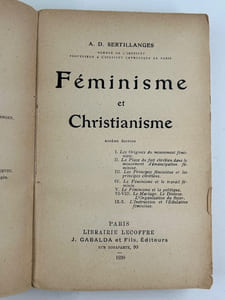Féminisme et Christianisme. 6e édition. Hommage de l'auteur.