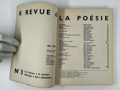 K. Revue de la poésie N°3. Mai 1949. De l'humour à la terreur. Hommage à Kurt Schwitters. EO
