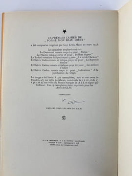Poésie mon beau souci. Tomes I & II. Complet. Un des 25 exemplaires sur vélin Marais destinés aux Amis de GLM. . Collectif