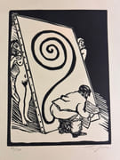 French caca. Linogravure originale sur vélin d'Arches signée et justifiée à 100 exemplaires.  par Roland TOPOR - Image 1
