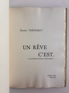 (LIVRE D'ARTISTE) Un rêve c'est. (Tiré de Pièce de pièces, Temps perdu ) 