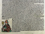 (INCUNABLE) Liber chronicarum / La Chronique de Nuremberg : Nuremberg Chronicle. 1493. CCXIX Feuille imprimée recto-verso. Portraits de Boniface VIII (de son nom Benedetto Caetani), de Benoit XI (1240-1303) et Louis (1274 -1297), franciscain, évêque de Toulouse (fils de Charles II & Marie de Hongrie). Au verso gravure de l'Abbaye du Mont Cassin et portrait du comte Adolphe de Nassau (1250-1298). par Hartmann Schedel (1440-1540), Anton Koberger (impression)  Michael Wohlgemuth, Willem Pleydenwurff, Albrecht Durer (illustrations) - Image 6