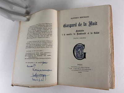 Gaspard de la nuit. Envoi de René-Louis Doyon, éditeur de cet ouvrage.
