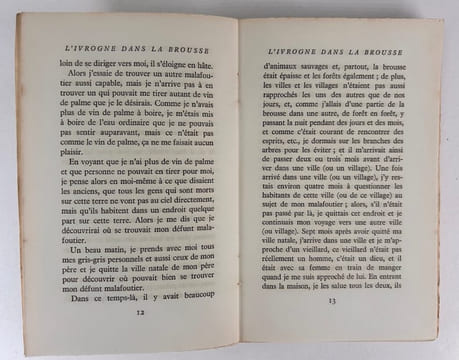L'ivrogne dans la brousse (The Palm-Wine Drinkard). Traduit de l'anglais par Raymond Queneau. Tirage de tête. . Amos TUTUOLA