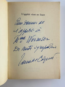 L'appétit vient en lisant. Envoi autographe signé.