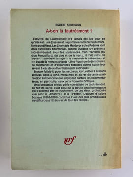 A-t-on lu Lautréamont ?. Robert FAURISSON