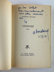 Cinoche. Envoi autographe signé "pour Luc Collet bien amicalement une place réservée au --> Cinoche"
