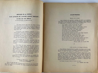 Réponse de la poésie aux auteurs de l'Affaire Minou Drouet. Le mal du XXe siècle. Par Louis-François Brion ancien poète de huit ans. Réponse en prose. Réponse en vers.
