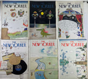 A collection of 23 vintages issues of The New Yorker Magazine with covers designed by Saul Steinberg from 1964 to 1974. par Saul STEINBERG - Image 1