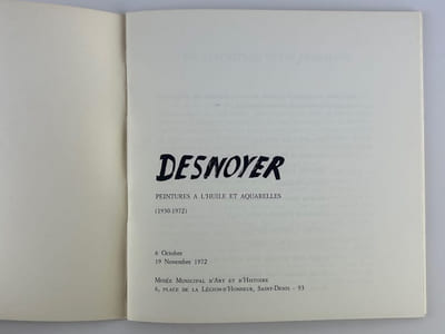 Desnoyer Peintures à l'huile et aquarelles (1930-1972). Catalogue d'exposition 6 octobre - 19 novembre 1972