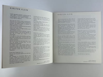 Catalogue d'exposition Kirtsen Klein, Galerie Birthe Lausen, - 26 octobre - 9 décembre 2000