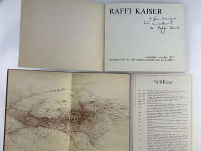 Catalogue d'exposition Raffi Kaiser. September - october 1977 Aberbach Fine Art, New York. Envoi autographe signé de l'artiste au critique d'art Jean-Dominique Rey.