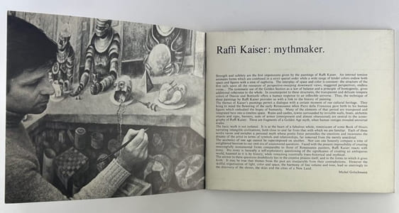 Catalogue d'exposition Raffi Kaiser. September - october 1977 Aberbach Fine Art, New York. Envoi autographe signé de l'artiste au critique d'art Jean-Dominique Rey.