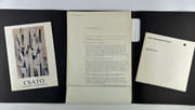 Dossier de presse par Knoll International France présentant Georges Csato. Contient: le catalogue de la rétrospective G.C., Galerie L'Obsidienne, 19 septembre - 30 octobre 1986 (4 reproductions couleurs, 1 NB). 2 cartons d'invitation, 4 copies de la brève présentation de l'artiste par le critique d'art Jean-Dominique Rey. Sur 4 pages volantes : une brève interview de Csato, ses expositions, les oeuvres exposées.  par Georges CSATO - Image 1