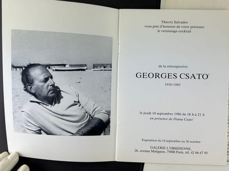 Dossier de presse par Knoll International France présentant Georges Csato. Contient: le catalogue de la rétrospective G.C., Galerie L'Obsidienne, 19 ...