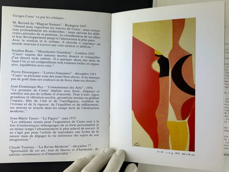 Dossier de presse par Knoll International France présentant Georges Csato. Contient: le catalogue de la rétrospective G.C., Galerie L'Obsidienne, 19 ...