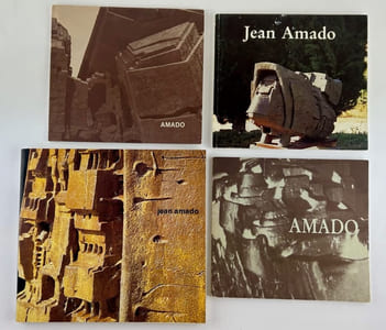 AMADO - Réunion de 3 catalogues d'exposition de la Galerie Jeanne Bucher. 1) 30 septembre - 30 octobre 1976. Texte de Georges Duby. 25 numéros présentés. 2) Sculptures récentes. Dora Vallier : Amado dans son monde. L'analyse - le rocher-l'animal-la barque - le jouet comme transfert - le jeu. Exposition du 15 novembre au 19 décembre 1983. 3) Sculptures récentes. Il fait silence par Louis Pons. Texte de Jean-Louis Jaeger. Reproductions couleurs, certaines dépliantes. Exposition du 25 novembre au 7 janvier 1989. 