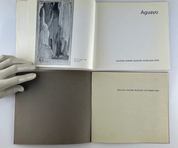 Aguayo. 2 catalogues d'exposition de la Galerie Jeanne Bûcher. 1) Octobre 1961. Texte J.-F. Jaeger. 14 reproductions, dont 1 en couleurs. 35 numéros présentés. 2) Avril-Mai 1970. Lettre apocryphe d'un amateur à Fermin Aguayo et réponse de l'artiste. 16 reproductions, dont 1 en couleurs. 
