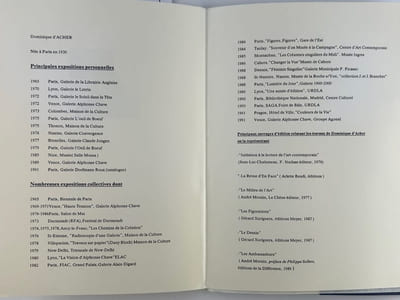 Dominique D'Acher "parcours" 1960 - 1991. Catalogue de l'exposition à la Galerie Dorfmann-Roux, 25 octobre - 7 décembre 1991. 