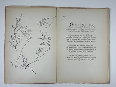 CANTIQUE SPIRITUEL. Texte du manuscrit de Jaen. Version française par Guy Lévis Mano & neuf images par Raymond Gid & typographie par GLM. Un des 25 exemplaires signés par l'éditeur et réservés aux amis de GLM  marqués de A à Z. (Ex. Z). 