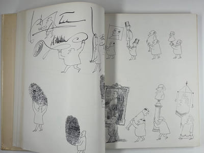 Réunion de 3 publications : 1/ Steinberg DESSINS, Gallimard, 1956 2/ Steinberg, Repères  Cahiers d'art contemporain n°30, Galerie Maeght Lelong, 1986, 36 illust, 39p., entretien entre Steinberg et Jean Frémon /  3 / Steinberg, catalogue d'exposition Galerie Adrien Maeght, 1988. Texte d'Eugène Ionesco, 16 illustrations.